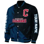 custom cleveland guardians hexagon mesh navy blue black varsity jacket best selling