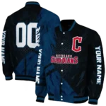 custom cleveland guardians hexagon mesh navy blue black varsity jacket best selling