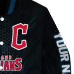 custom cleveland guardians hexagon mesh navy blue black varsity jacket best selling