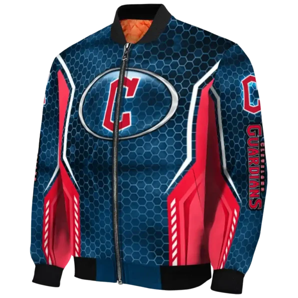 custom cleveland guardians power plate navy blue bomber jacket best selling