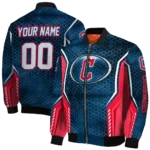 custom cleveland guardians power plate navy blue bomber jacket best selling