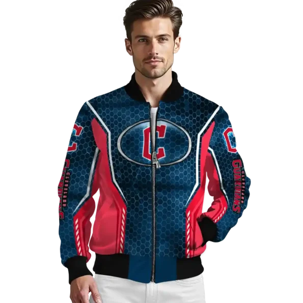 custom cleveland guardians power plate navy blue bomber jacket high quality