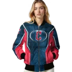 custom cleveland guardians power plate navy blue bomber jacket best selling