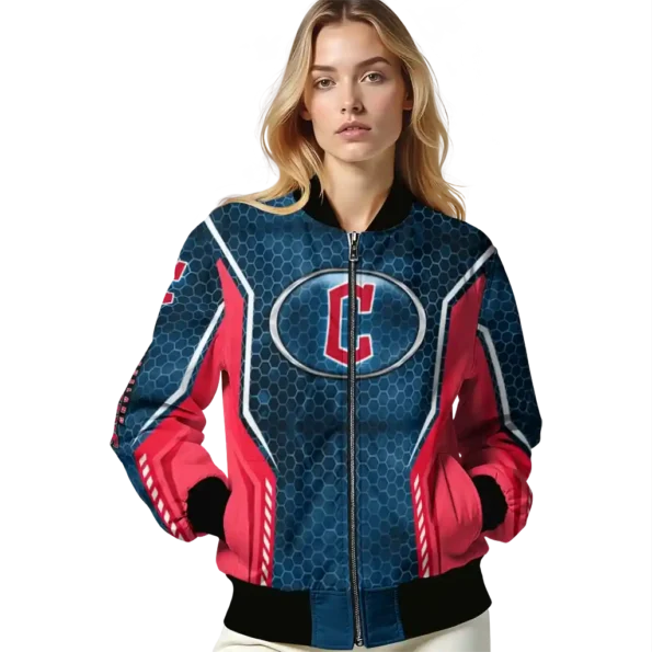 custom cleveland guardians power plate navy blue bomber jacket latest model