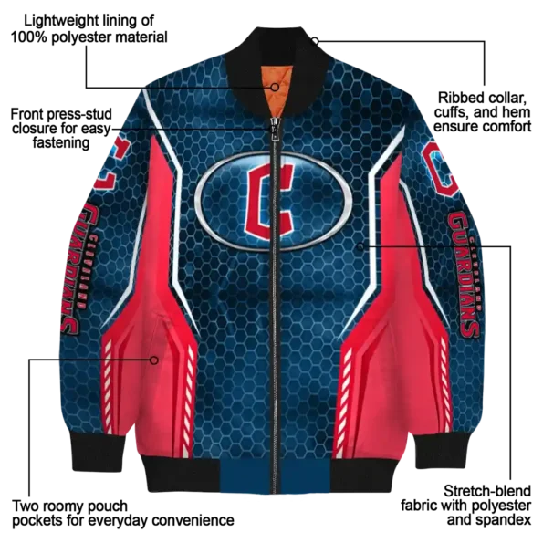custom cleveland guardians power plate navy blue bomber jacket new arrival
