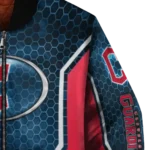 custom cleveland guardians power plate navy blue bomber jacket best selling