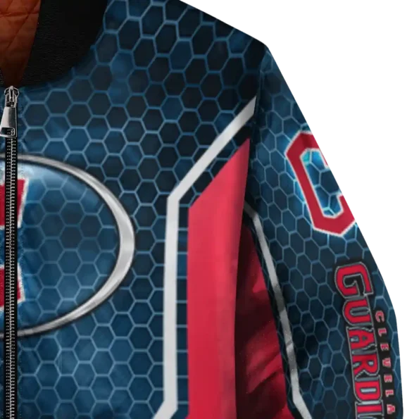 custom cleveland guardians power plate navy blue bomber jacket premium grade