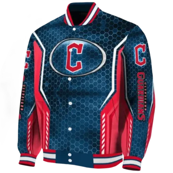 custom cleveland guardians power plate navy blue varsity jacket best selling
