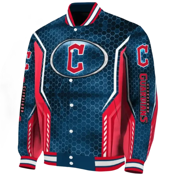 custom cleveland guardians power plate navy blue varsity jacket best selling