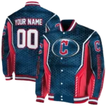 custom cleveland guardians power plate navy blue varsity jacket best selling