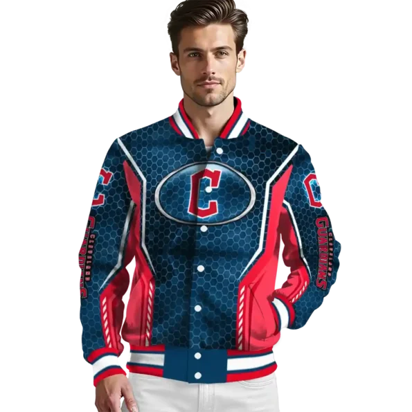 custom cleveland guardians power plate navy blue varsity jacket high quality