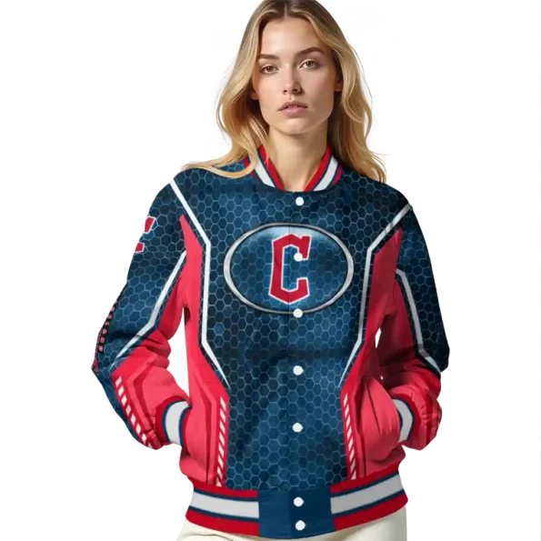 custom cleveland guardians power plate navy blue varsity jacket latest model