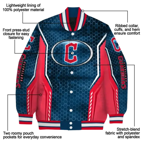 custom cleveland guardians power plate navy blue varsity jacket new arrival