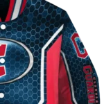custom cleveland guardians power plate navy blue varsity jacket best selling
