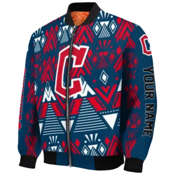 custom cleveland guardians pyramid shapes navy blue bomber jacket best selling