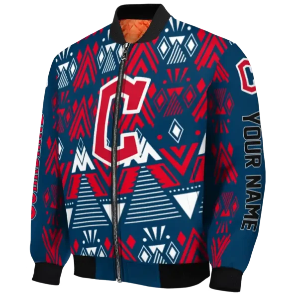 custom cleveland guardians pyramid shapes navy blue bomber jacket best selling