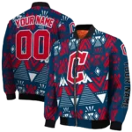 custom cleveland guardians pyramid shapes navy blue bomber jacket best selling
