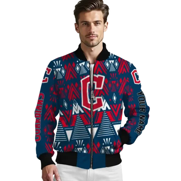 custom cleveland guardians pyramid shapes navy blue bomber jacket high quality