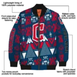 custom cleveland guardians pyramid shapes navy blue bomber jacket best selling