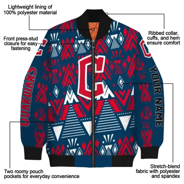 custom cleveland guardians pyramid shapes navy blue bomber jacket new arrival