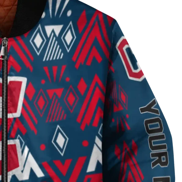custom cleveland guardians pyramid shapes navy blue bomber jacket premium grade