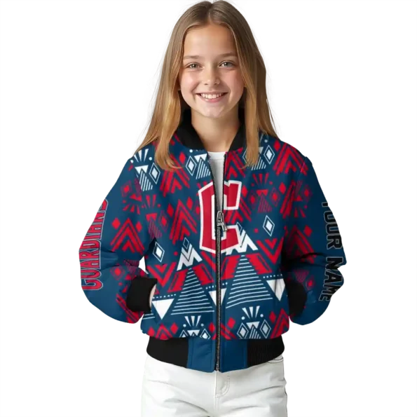 custom cleveland guardians pyramid shapes navy blue bomber jacket top rated