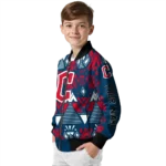 custom cleveland guardians pyramid shapes navy blue bomber jacket best selling
