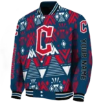 custom cleveland guardians pyramid shapes navy blue varsity jacket best selling