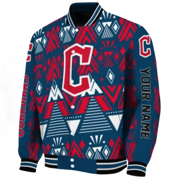 custom cleveland guardians pyramid shapes navy blue varsity jacket best selling