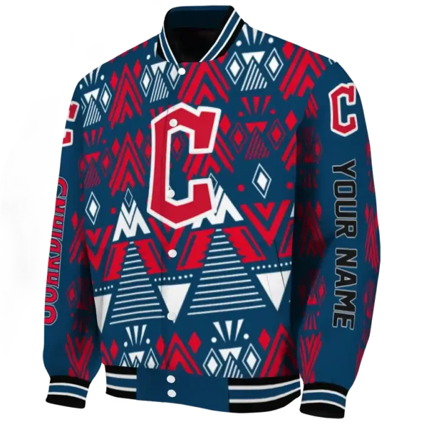custom cleveland guardians pyramid shapes navy blue varsity jacket best selling