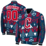 custom cleveland guardians pyramid shapes navy blue varsity jacket best selling