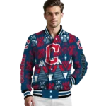 custom cleveland guardians pyramid shapes navy blue varsity jacket best selling