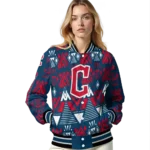 custom cleveland guardians pyramid shapes navy blue varsity jacket best selling