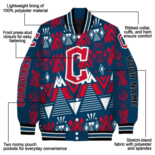 custom cleveland guardians pyramid shapes navy blue varsity jacket new arrival