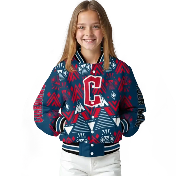custom cleveland guardians pyramid shapes navy blue varsity jacket top rated