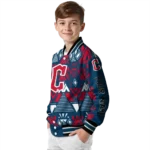 custom cleveland guardians pyramid shapes navy blue varsity jacket best selling