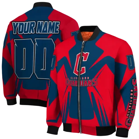custom cleveland guardians spider mark navy blue red crocs bomber jacket fashion forward