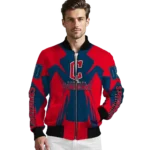 custom cleveland guardians spider mark navy blue red crocs bomber jacket best selling
