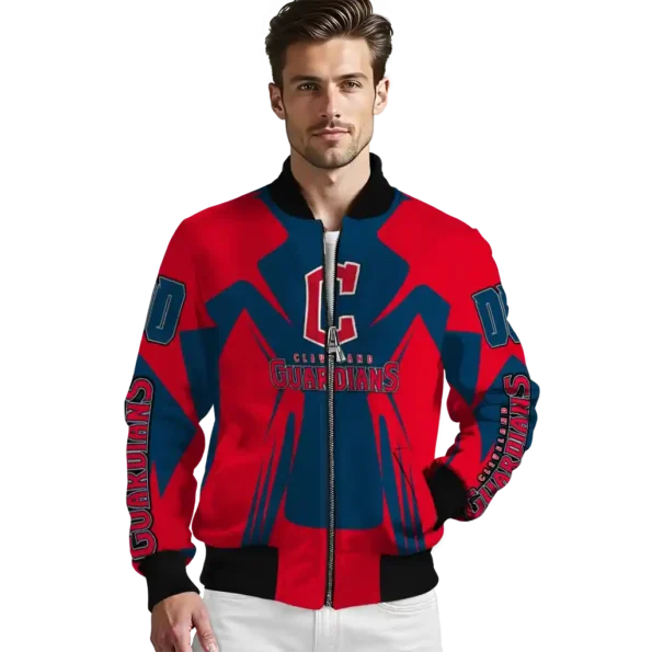 custom cleveland guardians spider mark navy blue red crocs bomber jacket high quality