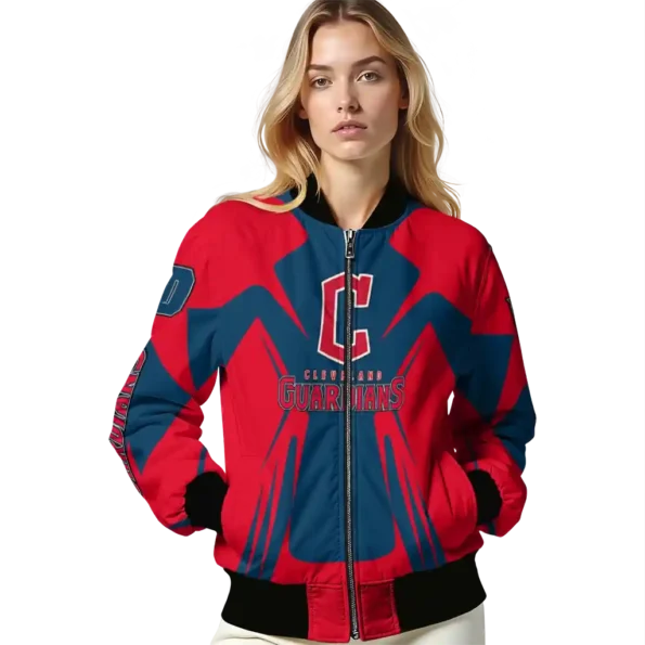 custom cleveland guardians spider mark navy blue red crocs bomber jacket latest model