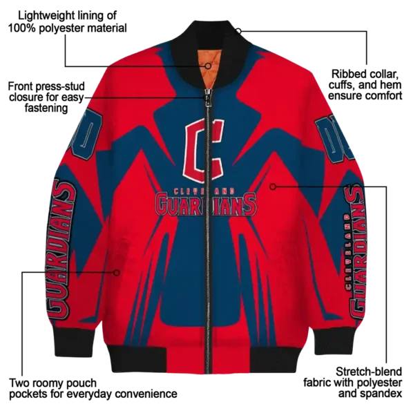 custom cleveland guardians spider mark navy blue red crocs bomber jacket new arrival