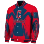 custom cleveland guardians spider mark navy blue red crocs varsity jacket best selling