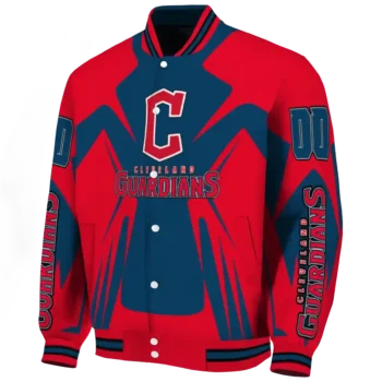 custom cleveland guardians spider mark navy blue red crocs varsity jacket best selling