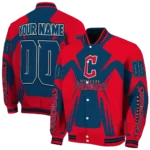 custom cleveland guardians spider mark navy blue red crocs varsity jacket best selling