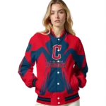 custom cleveland guardians spider mark navy blue red crocs varsity jacket best selling