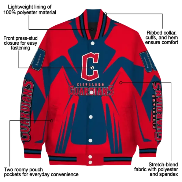 custom cleveland guardians spider mark navy blue red crocs varsity jacket new arrival