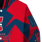 custom cleveland guardians spider mark navy blue red crocs varsity jacket best selling