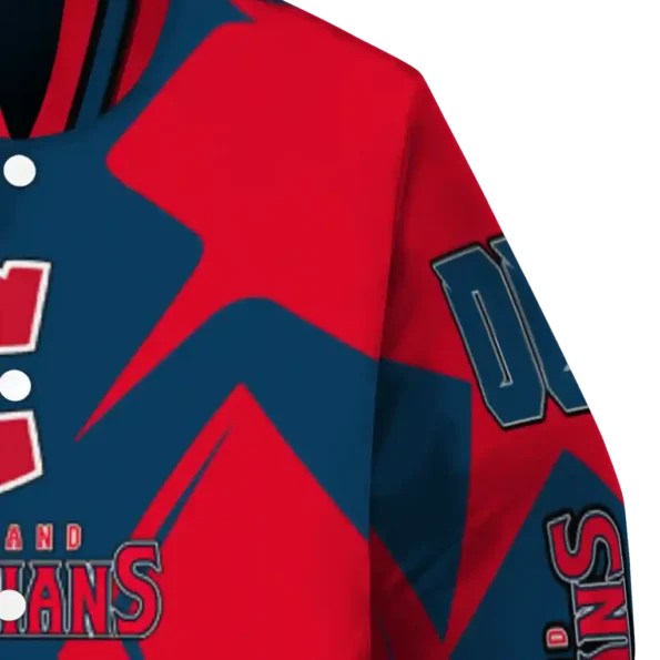 custom cleveland guardians spider mark navy blue red crocs varsity jacket premium grade