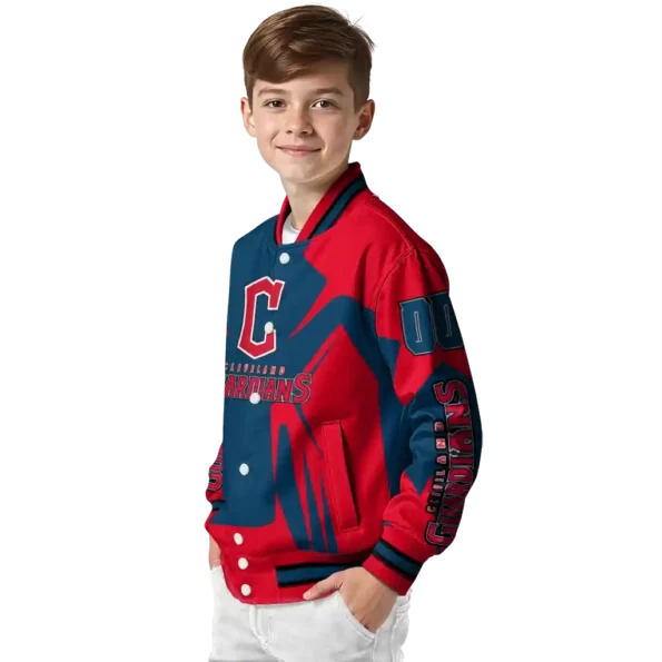 custom cleveland guardians spider mark navy blue red crocs varsity jacket trendy