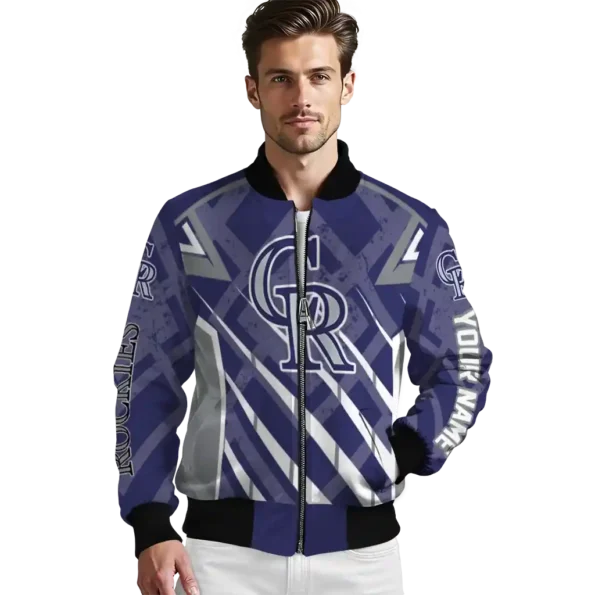 custom colorado rockies chevron angles blue bomber jacket high quality